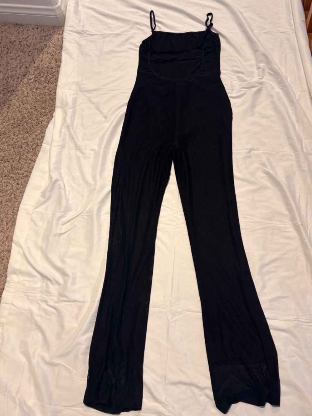 Superdown Mesh Open Back Jumpsuit Size Small